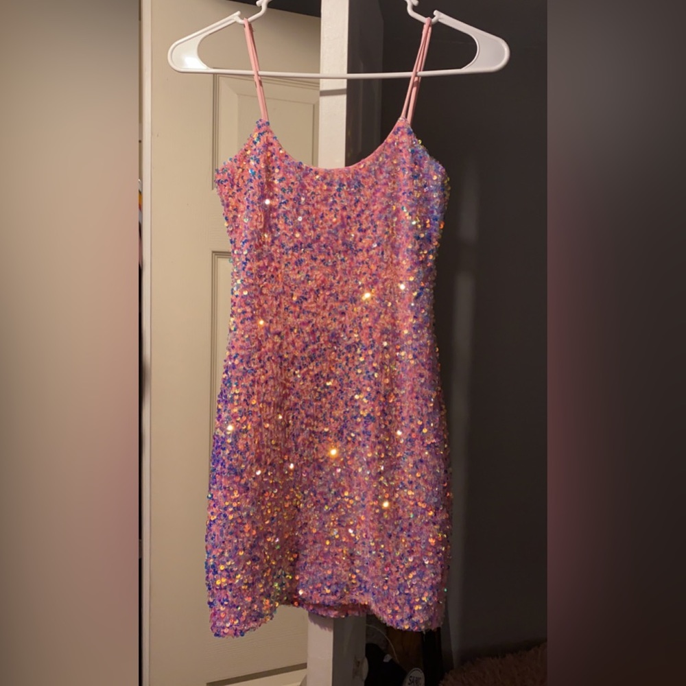 Pink Sparkly Lucy in the sky bodycon dress